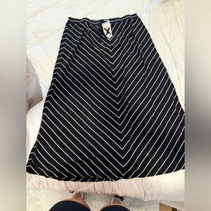 Ralph Lauren Black and White Chevron A-Line Skirt